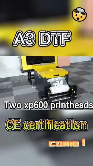 Manutenção vitalícia Venda quente A3 Dtf Impressora Digital Pet Film Máquina de impressão de vestuário têxtil